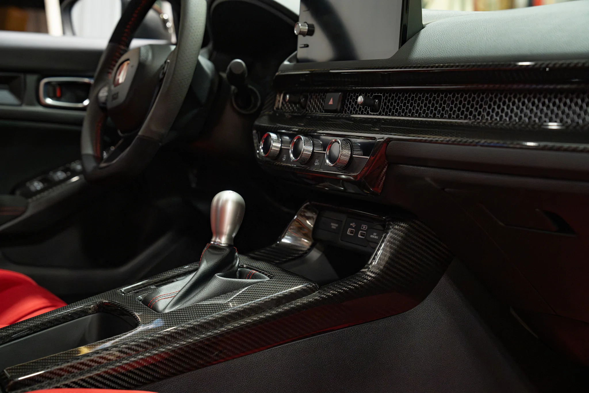OLM LE Carbon Fiber Shift Panel Side Covers (3pc) - 2023+ Honda Civic FL5 Type R - Image 4